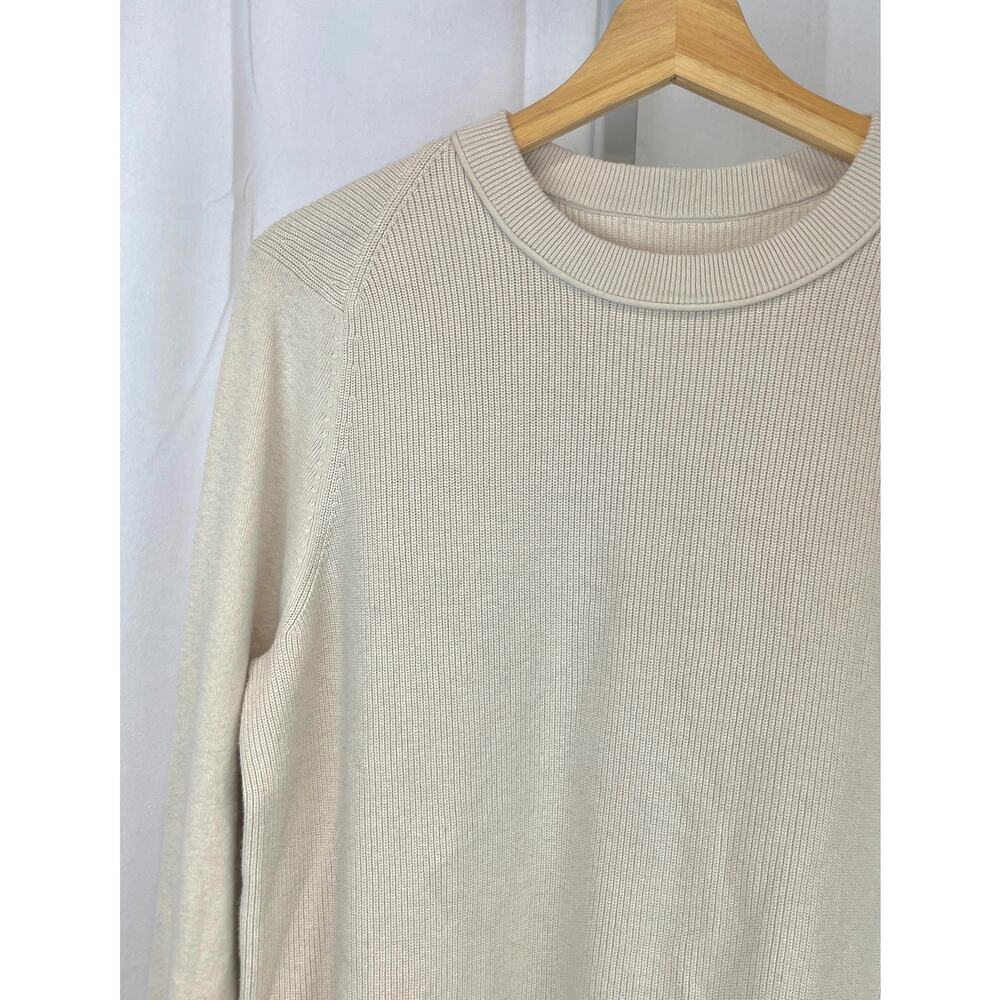 LULULEMON Take It All In Cotton Blend Sweater W3JHCS White Opal Beige Size L - Picture 4 of 8